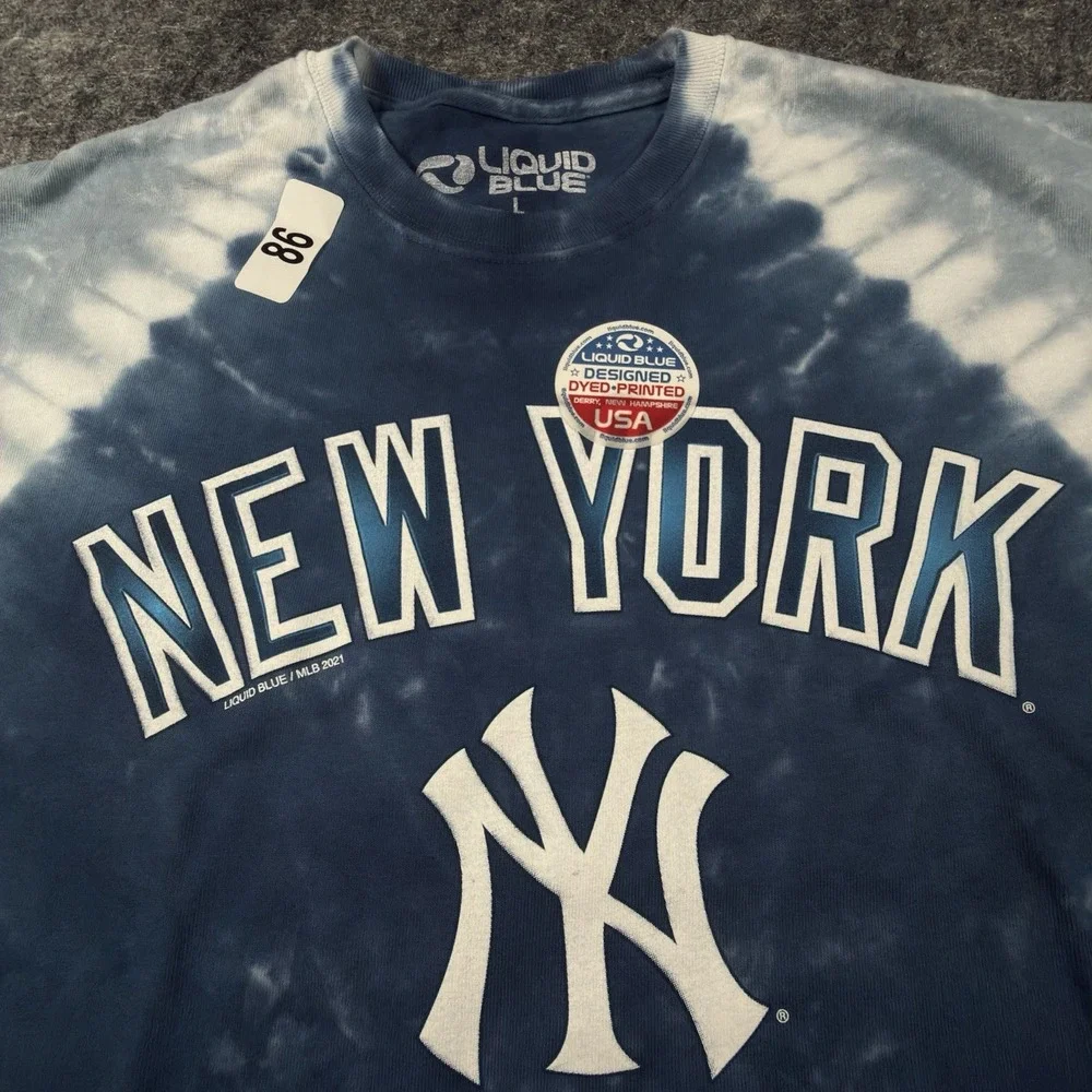 Liquid Blue New York Yankees Tie Dye T Shirt Adult L MLB Baseball Blue NWOT